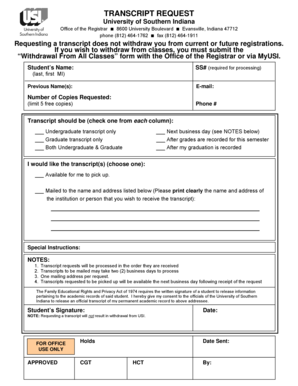 Office of the Registrar 8600 University Boulevard Evansville, Indiana 47712 - walsh