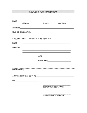 Request for Transcript Form