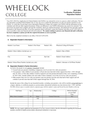 2015-2016 Verification Worksheet