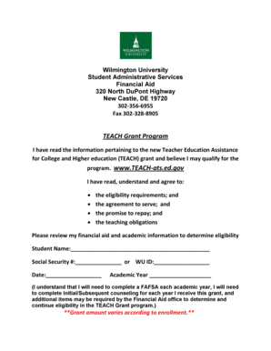 TEACH Grant Program Application