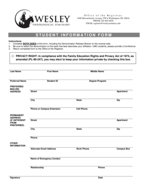 Student Information Form