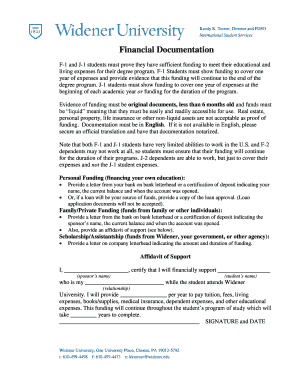 F-1 and J-1 Student Financial Documentation