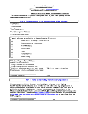 SERV Volunteer Verification Form