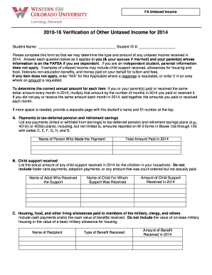 Verification of Untaxed Income Form