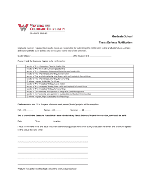 Thesis Defense Notification Form