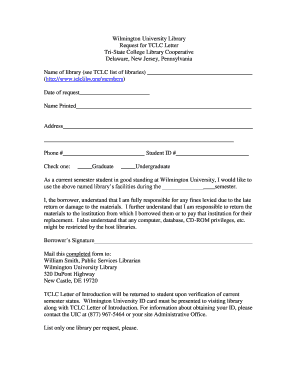 Wilmington University TCLC Library Access Request