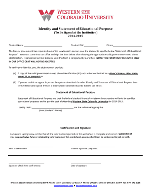 Identity and Statement of Educational Purpose Form