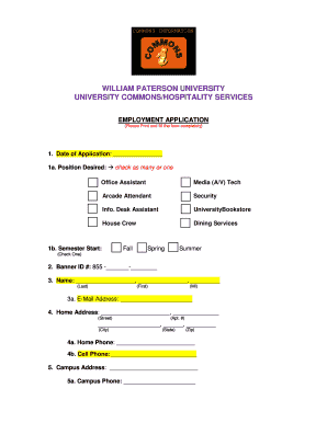 William Paterson University Employment Application