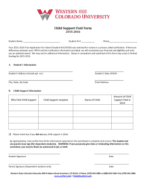 Child Support Paid Form