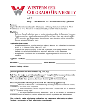 Summer camp scholarship application template - Alber scholarship application - Western State Colorado - western