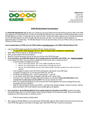 FAFSA IRS Data Retrieval Tool Instructions