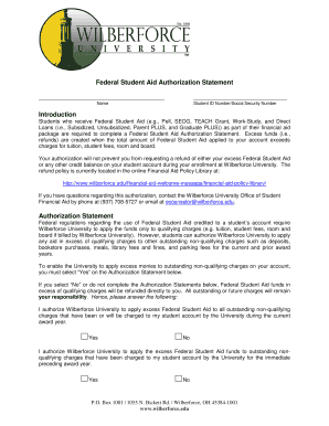 Federal Student Aid Authorization Statement