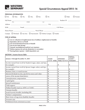 Special Circumstances Appeal Form