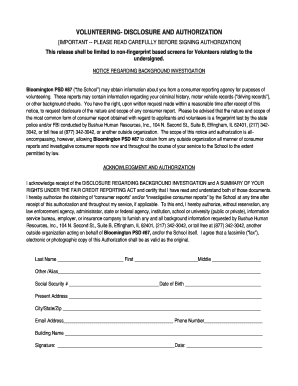 Volunteer Background Check Authorization Form