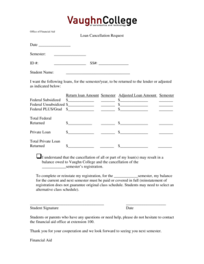 Loan Cancellation Request Form