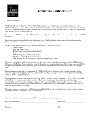 FERPA Confidentiality Request Form