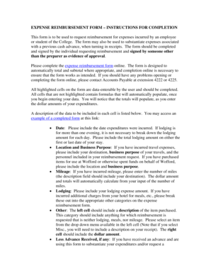 EXPENSE REIMBURSEMENT FORM INSTRUCTIONS FOR COMPLETION - wofford