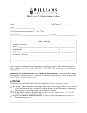 Restricted Scholarship Application