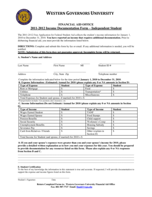 2011-2012 Income Documentation Form