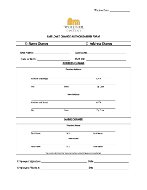 Employee Change Authorization Form