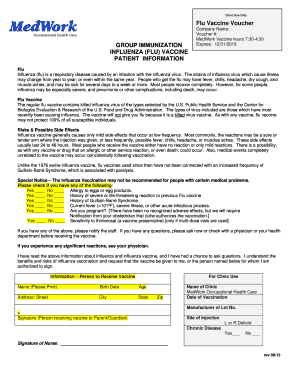 Flu Vaccine Voucher Form