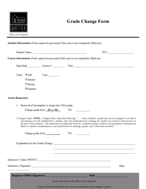 Grade Change Form