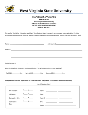 West Virginia HEAPS Grant Application