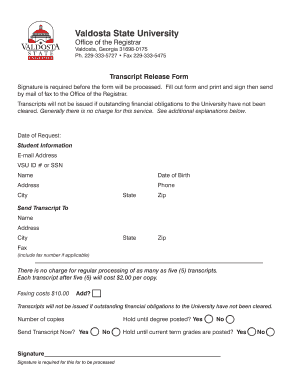 Transcript Release Form