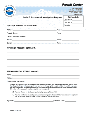 Code Enforcement Investigation Request Form
