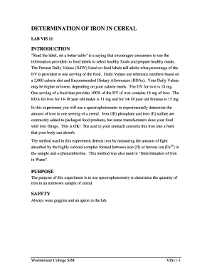 Determination of Iron in Cereal Lab Report