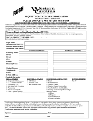 Request for Taxpayer Information Form