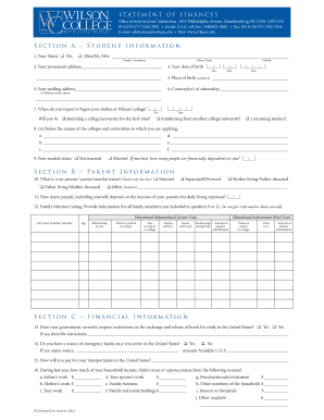 Statement of Finances for International Students