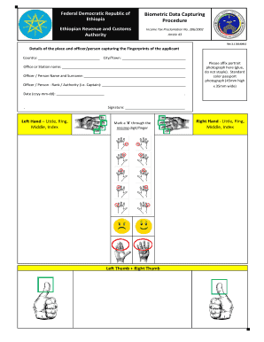 Ethiopian Revenue and Customs Income Tax Biometric Data Form
