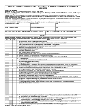 Medical and Dental Suitability Screening Form