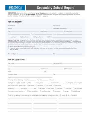 Secondary School Report Form