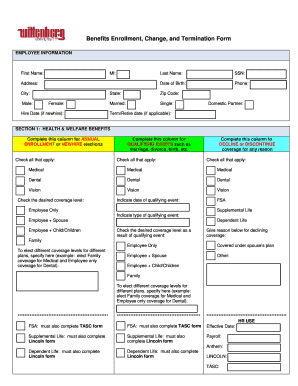 Benefits Enrollment Change and Termination Form