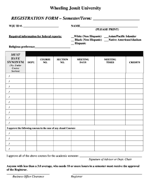 Wheeling Jesuit University Registration Form