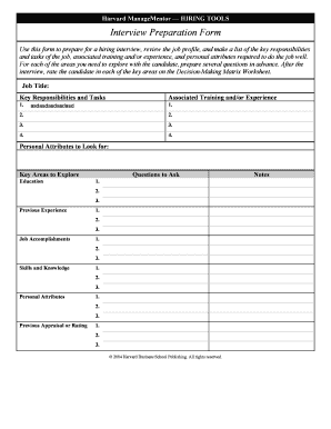 Interview Preparation Form