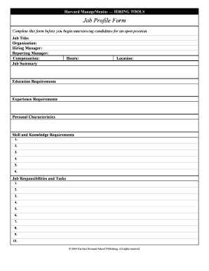Job Profile Form