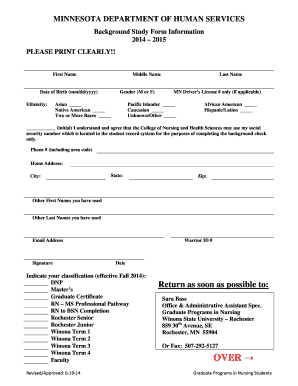 Minnesota Background Study Form