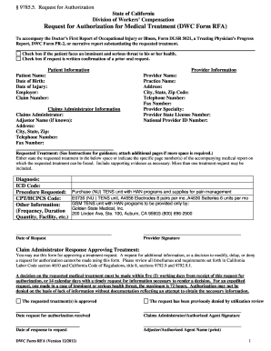 California Request for Authorization for Medical Treatment
