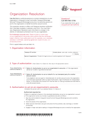 Vanguard Organization Resolution Form VORF