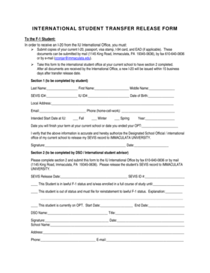International Student Transfer Release Form