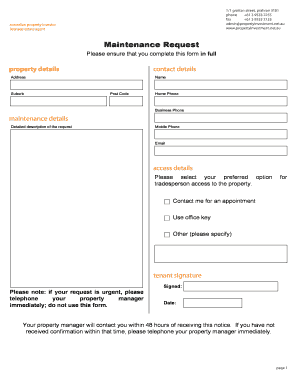 Maintenance Request Form
