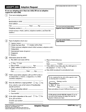 Adoption Request Form ADOPT-200