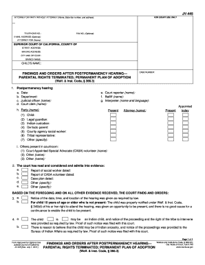 Findings and Orders After Postpermanency Hearing