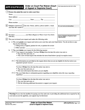 Order on Court Fee Waiver