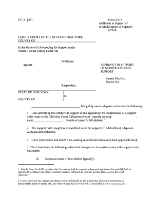 Affidavit in Support of Modification of Support