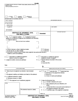 California Abstract of Judgment Form EJ-001