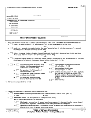 California Proof of Service of Summons
